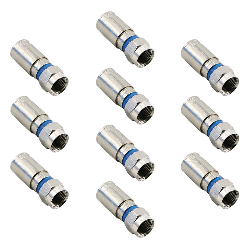 PASOW Compression RG6 F Connector Coax Coaxial Adapter Plug for Satellite & Cable TV (10 Pack) - Image 1